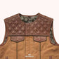 Sleek Cruiser Men Canvas Biker Vest - front close up