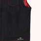 Phantom Operator Men's Black Leather Motorcycle Vest - left close up