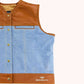 Brave Rider Men Denim Biker Vest - right close up