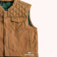 Open Road Men's Brown Distressed Canvas Biker Vest - right close up