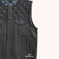 Elite Diamond Cut Men's Quilted Leather Vest - right close up