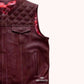 Road Warrior Men's Diamond Quilted Leather Vest - right close up