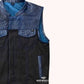 Wild Stallion Men Canvas Biker Vest - right close up