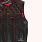 Renegade Black Distressed Men's Motorcycle Leather Vest - right close up