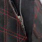 Plaid Denim Men's Motorcycle Denim Vest - zip close up