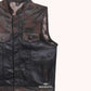 Camo Hideout Men Leather Motorcycle Vest - right close up