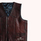 Distressed Maroon Red Cowboy Leather Vest 