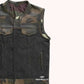 Woodsman Premium Leather Motorcycle Vest - right close up