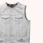 Sharp Shooter Men Canvas Motorcycle Vest - right close up