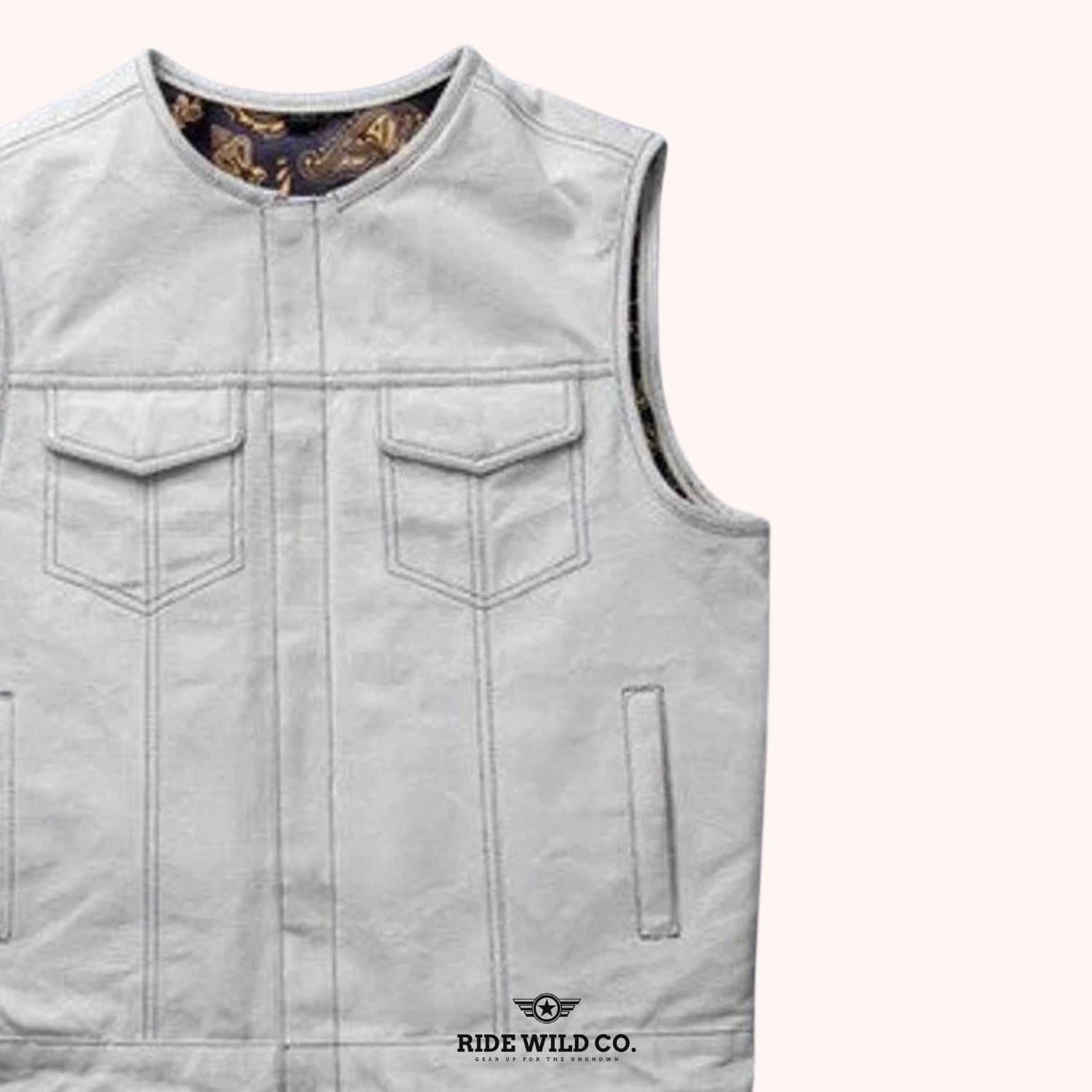 Sharp Shooter Men Canvas Motorcycle Vest - right close up