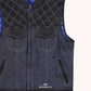 Rugged Denim Diamond Quilted Men Denim Motorcycle Vest - right close up