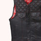 Bandana Ballad Men's Leather Motorcycle Vest - left close up