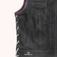 Maverick Men's Leather Motorcycle Vest - left close uo