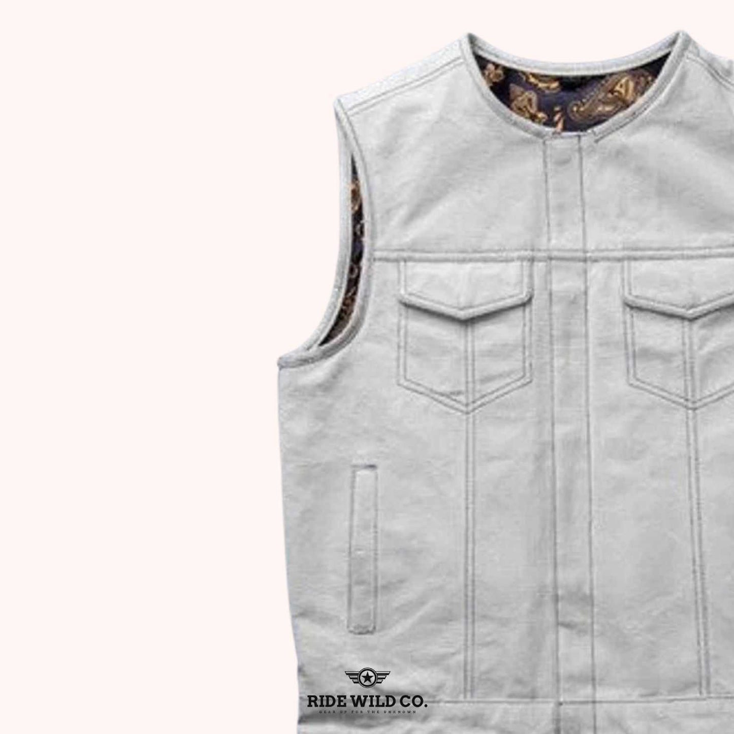 Sharp Shooter Men Canvas Motorcycle Vest - left close up