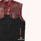 Iron Horizon Men Denim Biker Vest - right close up