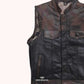 Camo Hideout Men Leather Motorcycle Vest - left close up