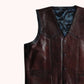 Distressed Maroon Red Cowboy Leather Vest 