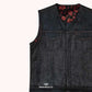 Cinder Rider Men's Ember Denim Vest  - left close up