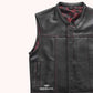 Slasher Men's Leather Motorcycle Vest - left close up