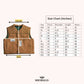 Open Road Men's Brown Distressed Canvas Biker Vest -size chart