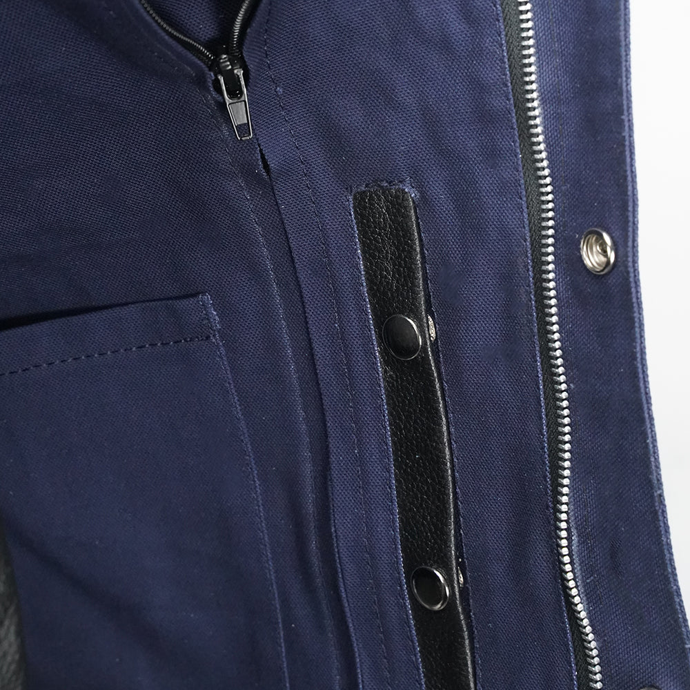 Legion Men's Motorcycle Canvas Vest - front close up